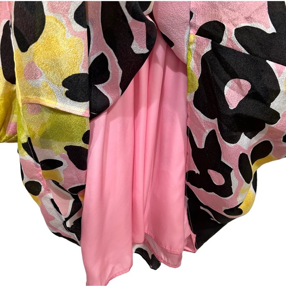 Stine Goya Kelly Floral Jacquard Babydoll Dress Black Pink Yellow Lime Large - Picture 10 of 16